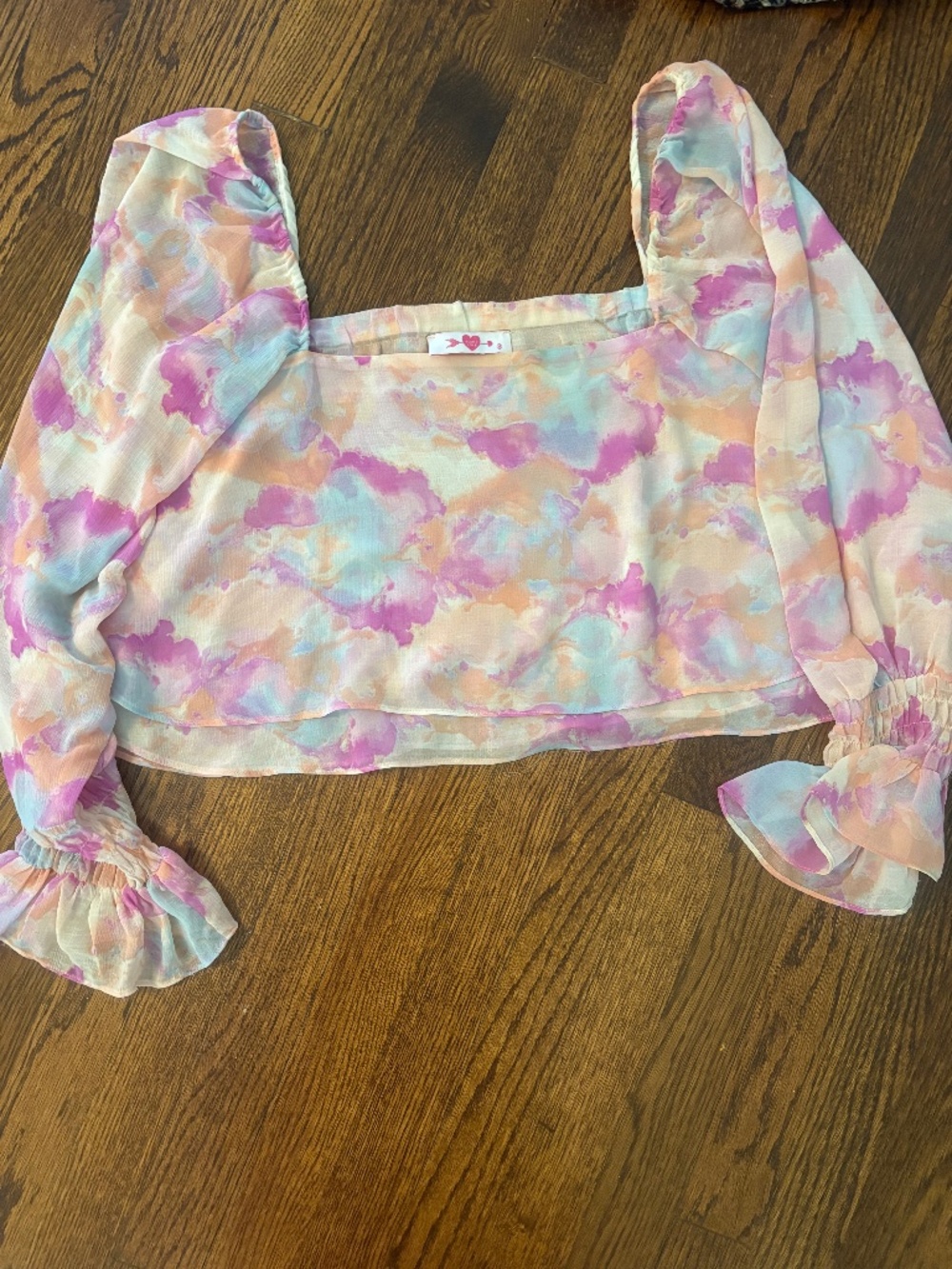 Buddy Love- Pastel Watercolor Crop Top- Size Medium